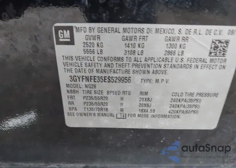 2014 Cadillac Srx Performance Collection z USA, uszkodzony, nr VIN 3GYFNFE35ES529956